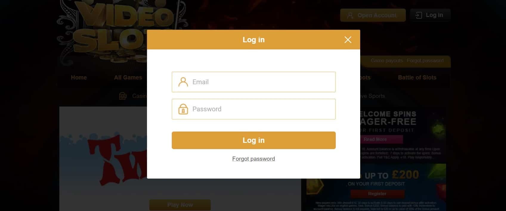 Videoslots Casino Log In Process