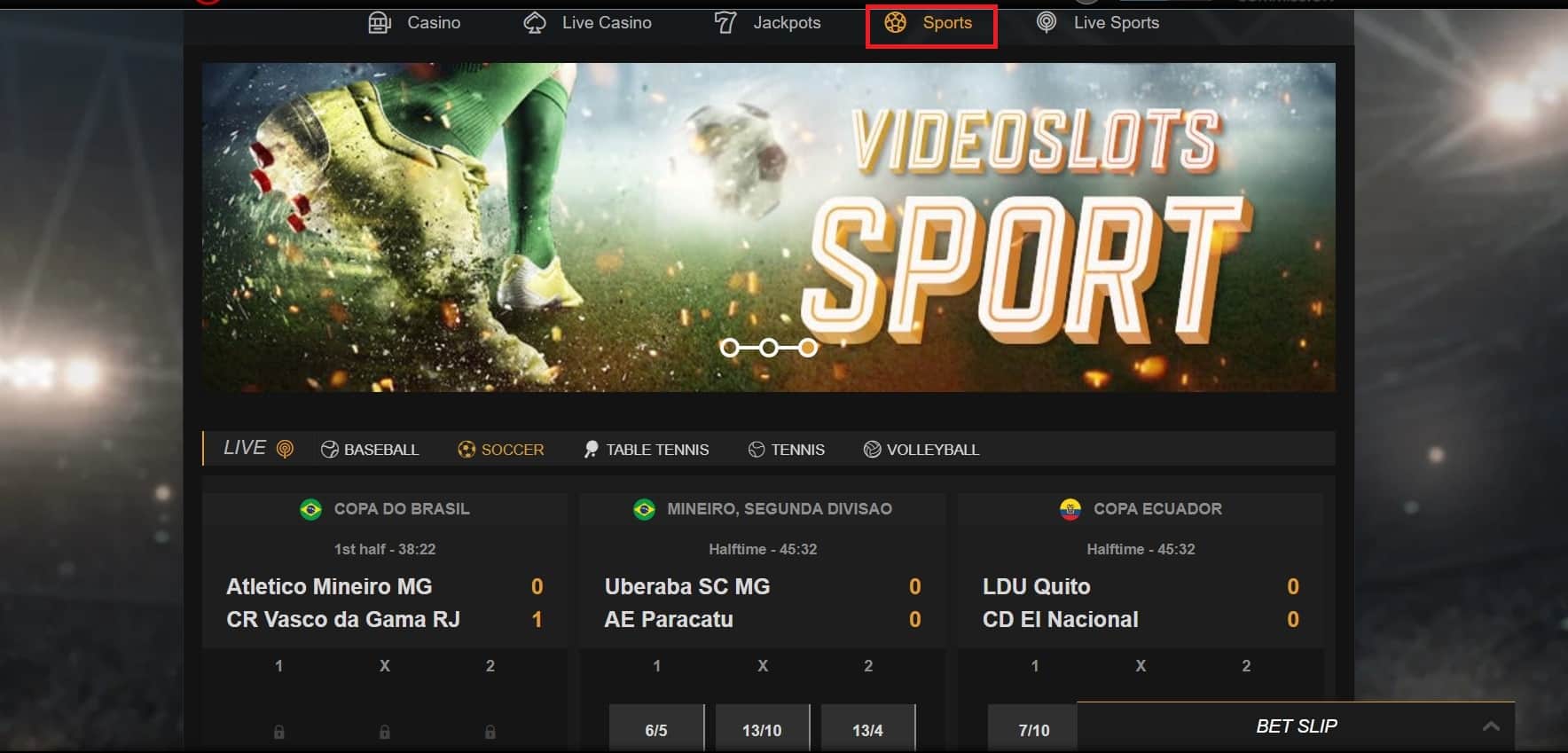 Videoslots Casino Sports Betting