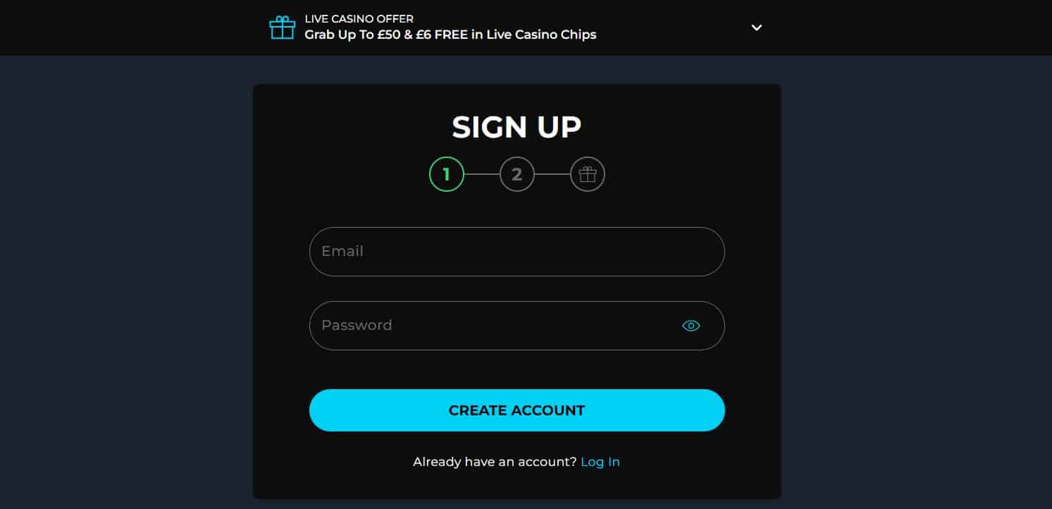 Account Registration at 21.co Casino