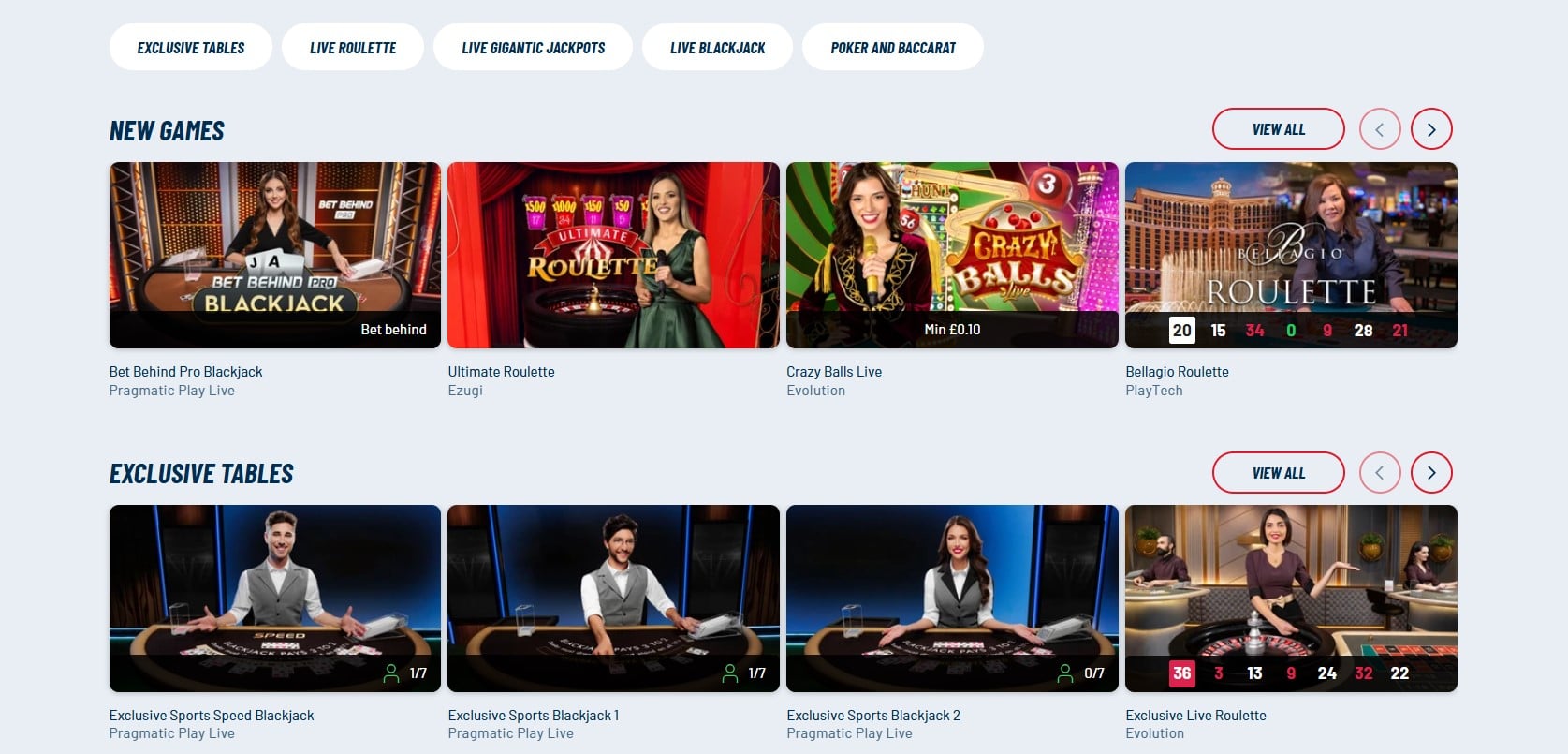 Live Casino Games at BetUK