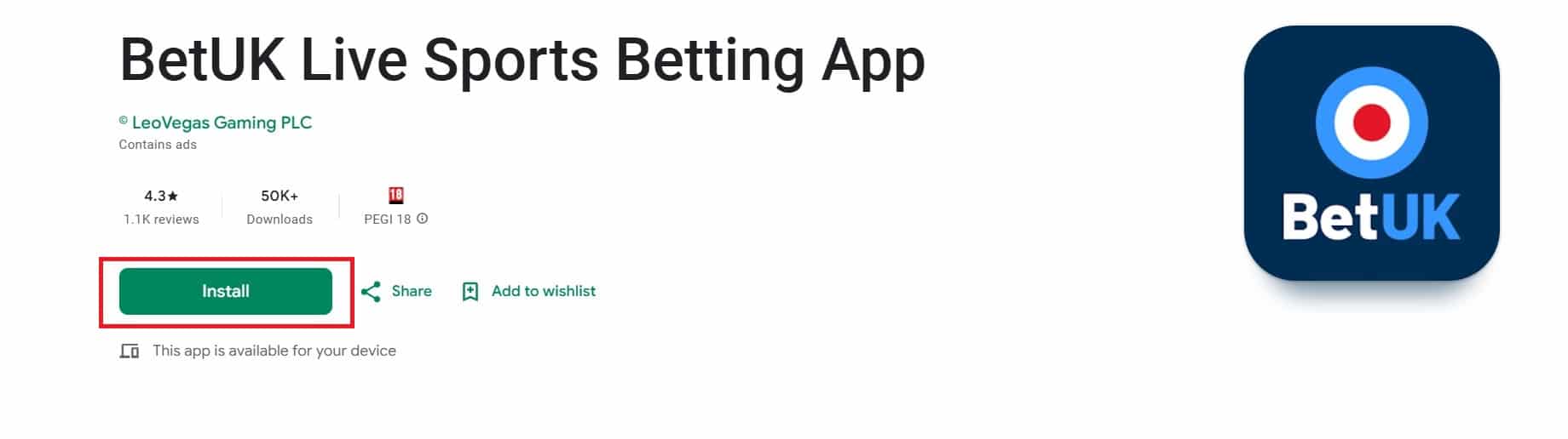 App Download Button on Google Play Store