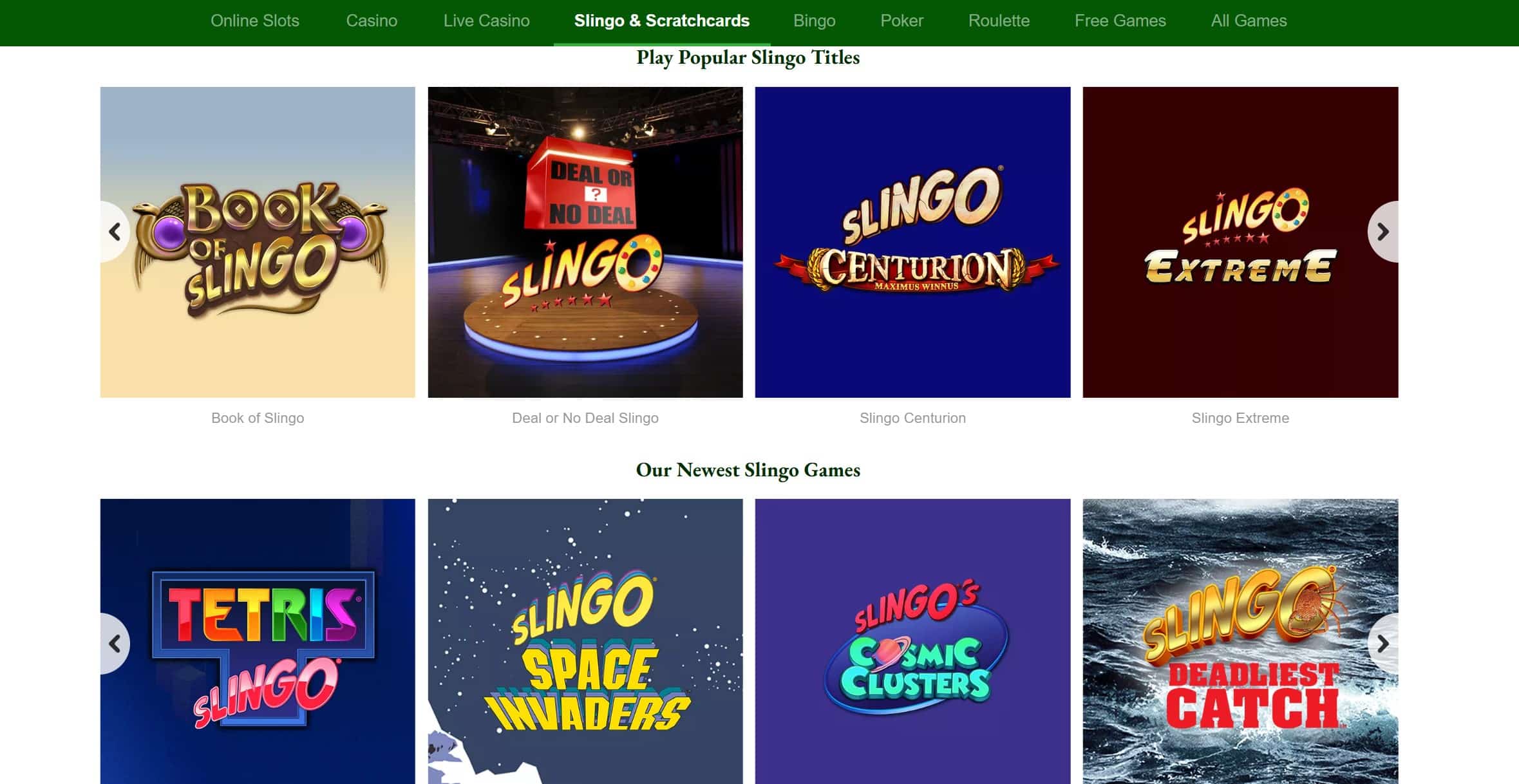 Bingo and Scratchcard Games at Rainbow RIches Casino