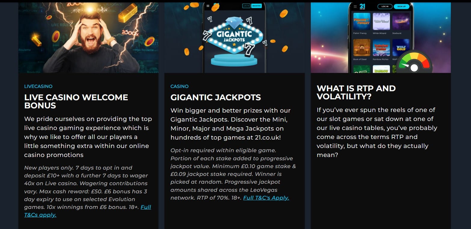 21.co.uk Casino Bonus Offers