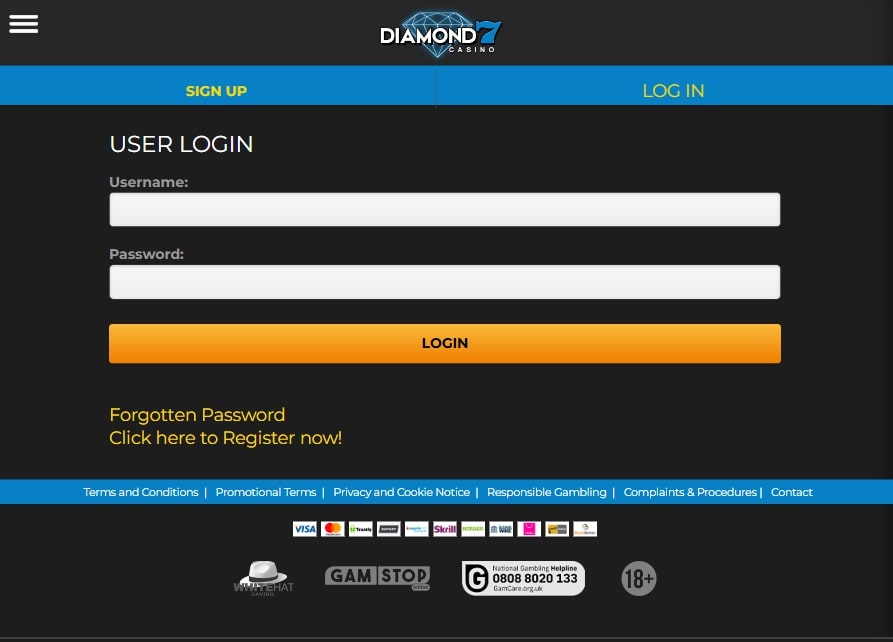 Diamond 7 Casino Account Login