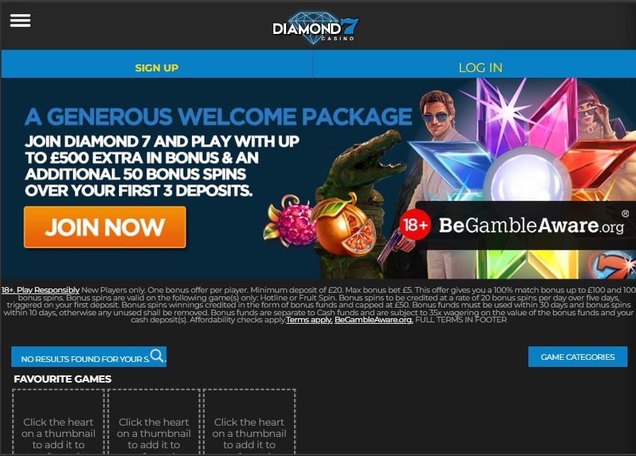 Diamond7 Casino Website