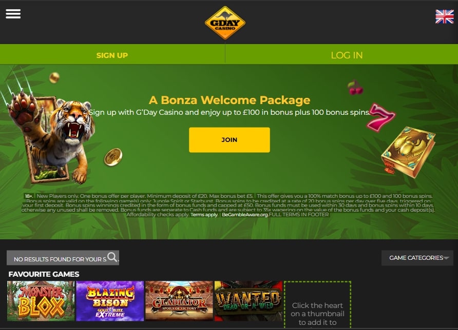 GDay Casino Welcome Offer