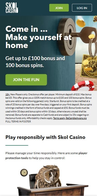 mobile home page Skol Casino