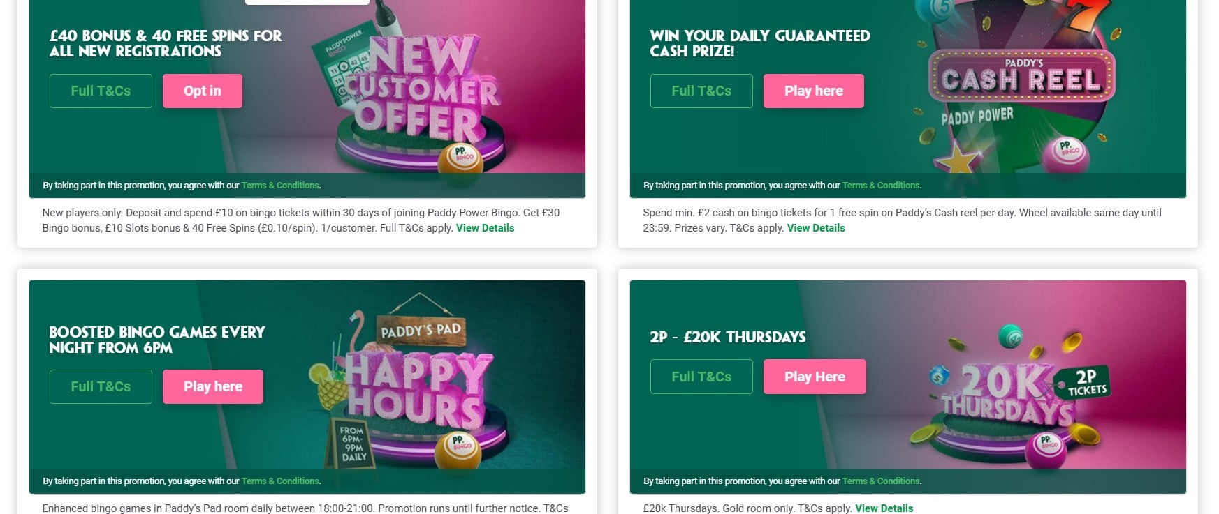 Bingo Bonuses at Paddy Power