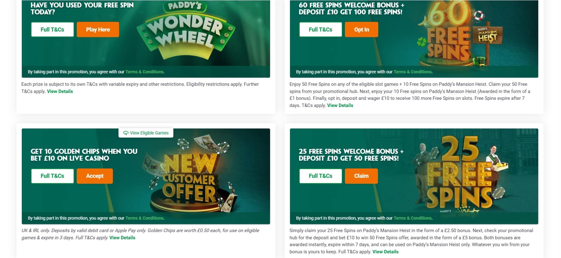 Paddy Power Bonuses