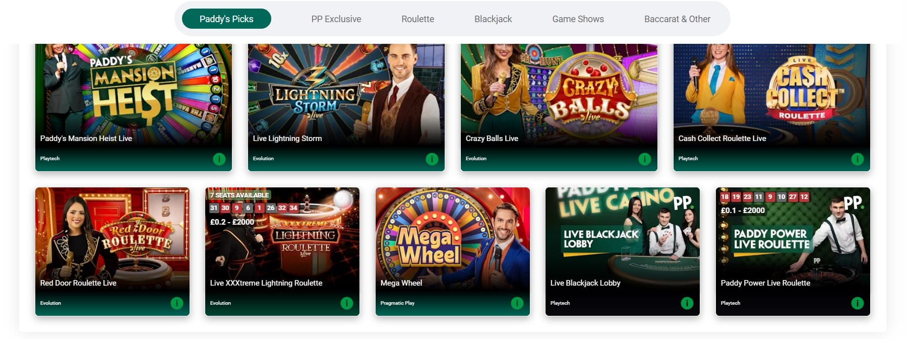 Live Dealer Games at Paddy Power