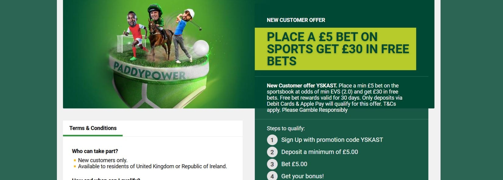 Paddy Power Sports Welcome Bonus