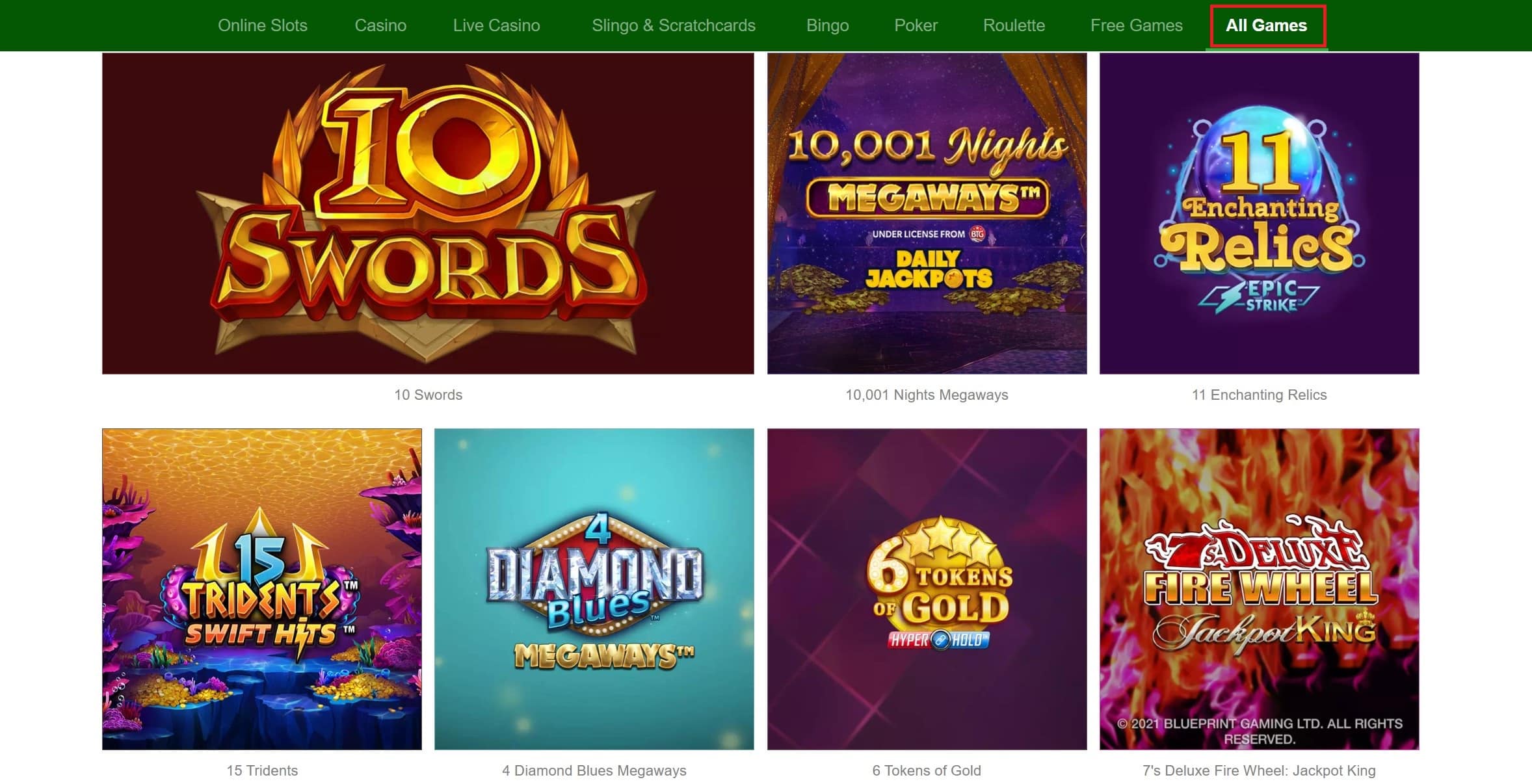 Rainbow Riches Casino Games