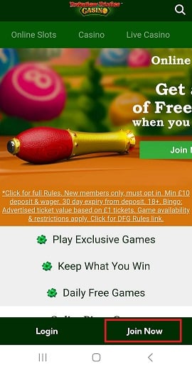 Mobile Sign Up Button Rainbow Riches