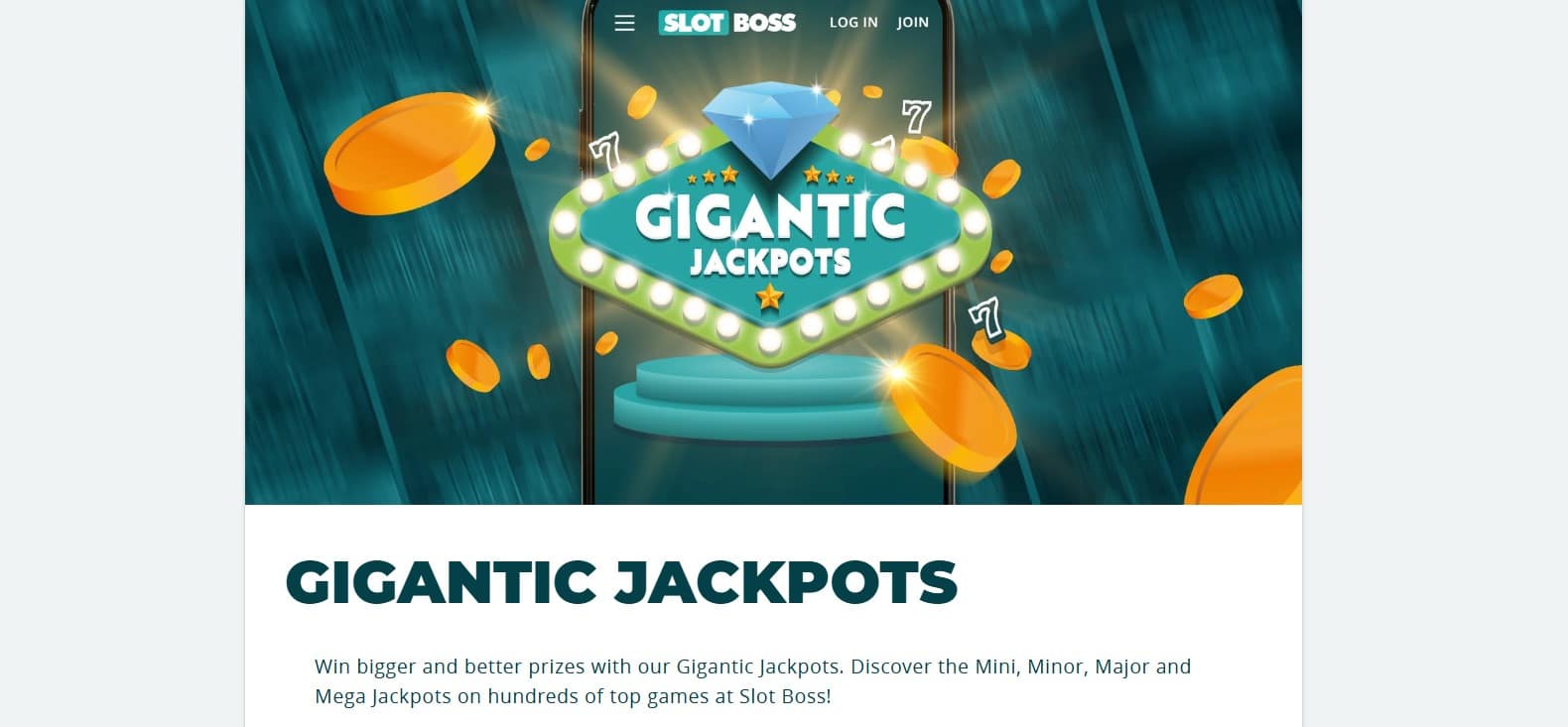 Slot Boss Casino Gigantic Jackpots Prize