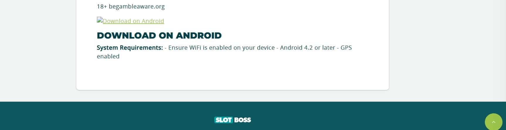 App Download Button at Slotboss