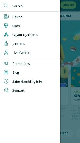 Slotboss App Menu