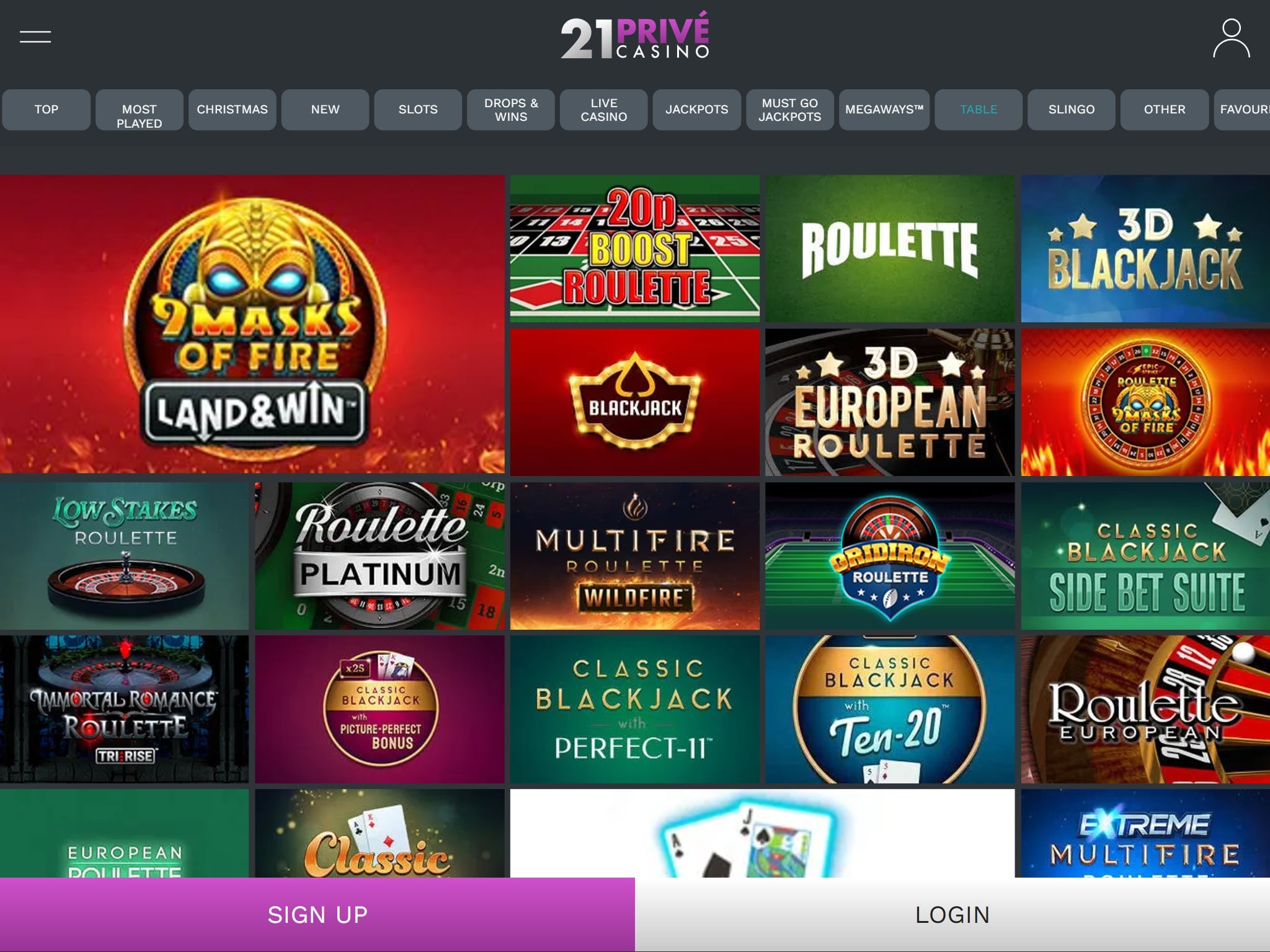 21Prive Casino Table Games