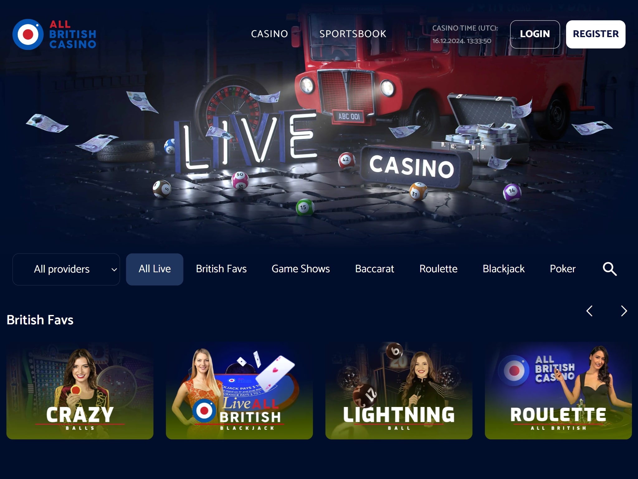 All British Casino Live Tables