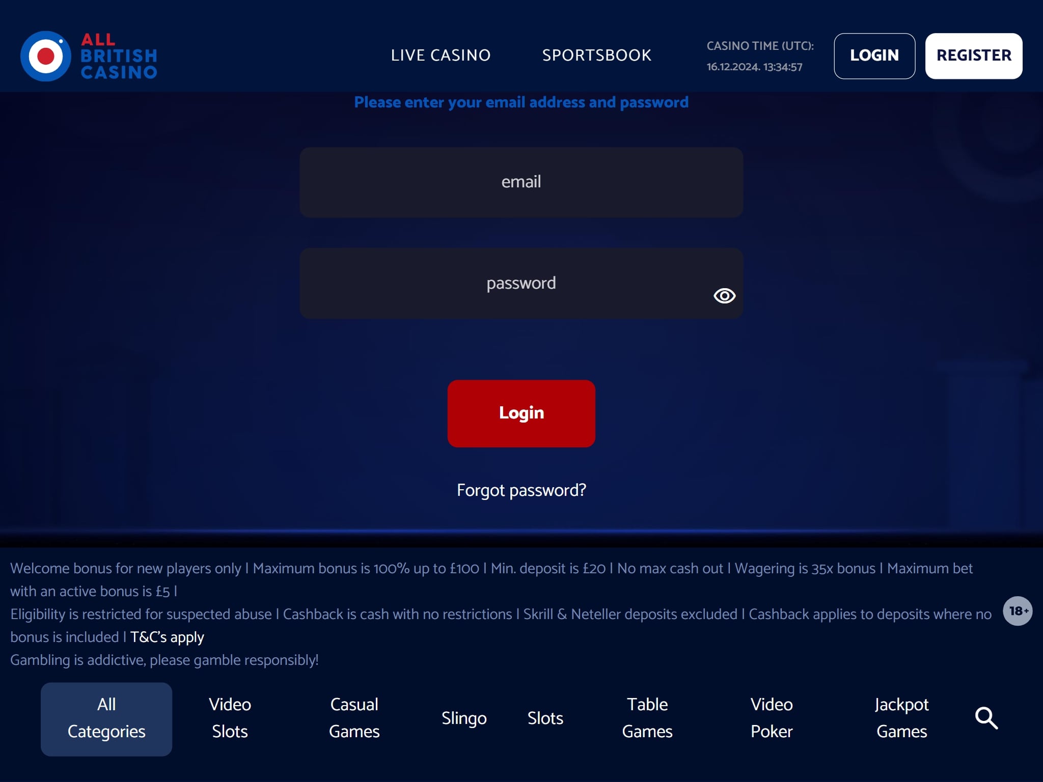 All British Casino UK Login