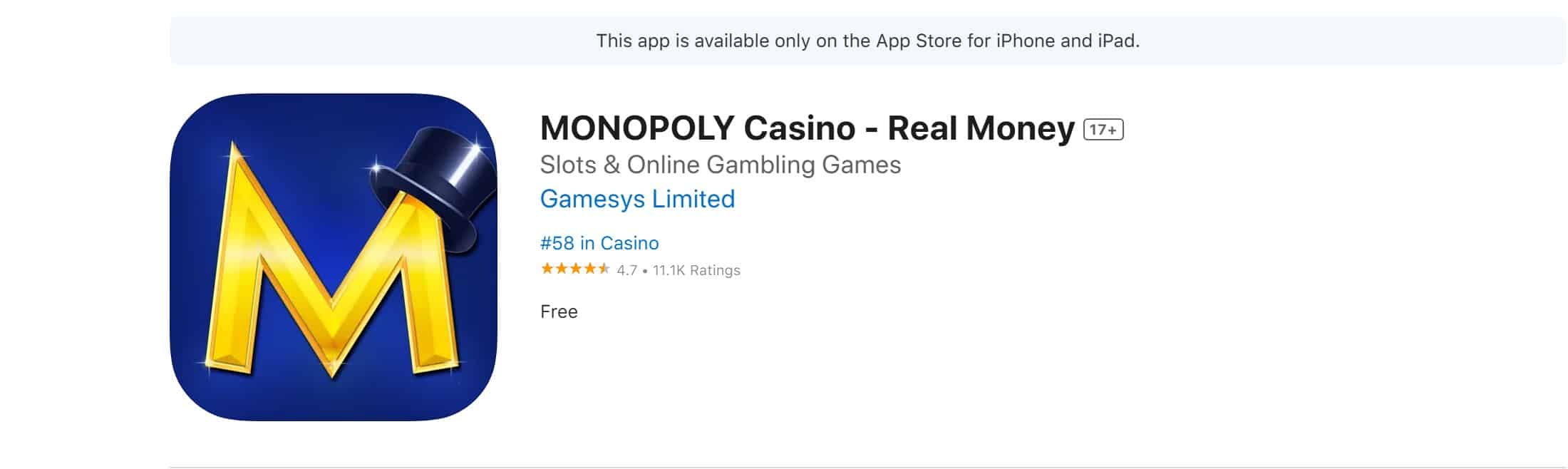 Monopoly Casino App Ratings