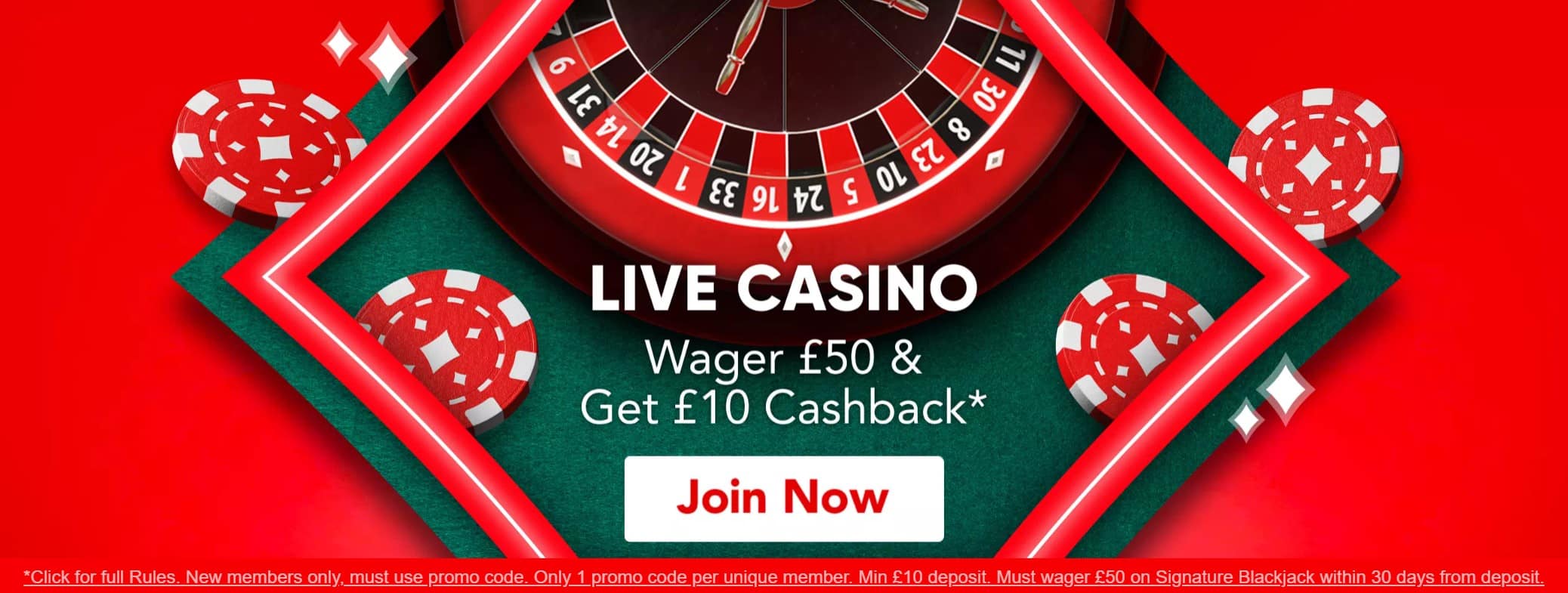 Live Casino Cashback Offer at Virgin Games — Spend £50 and get £10 back