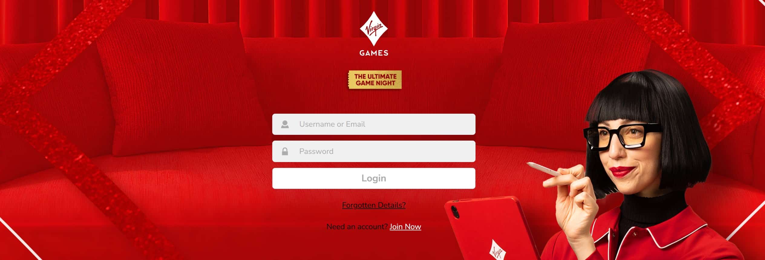 Log In Credentials at Virgin Games