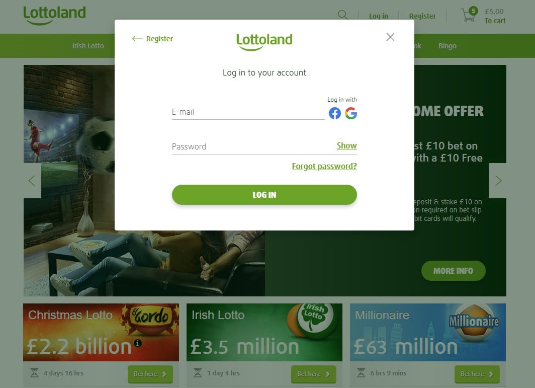 Login page