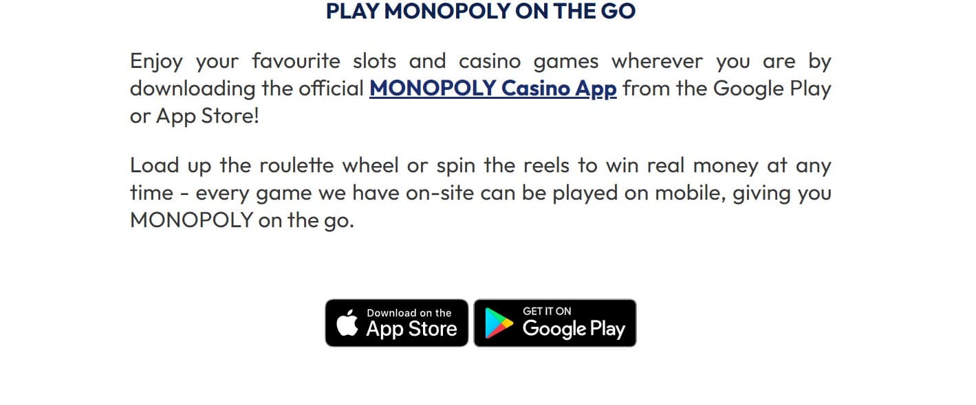 Monopoly Casino Mobile App Links