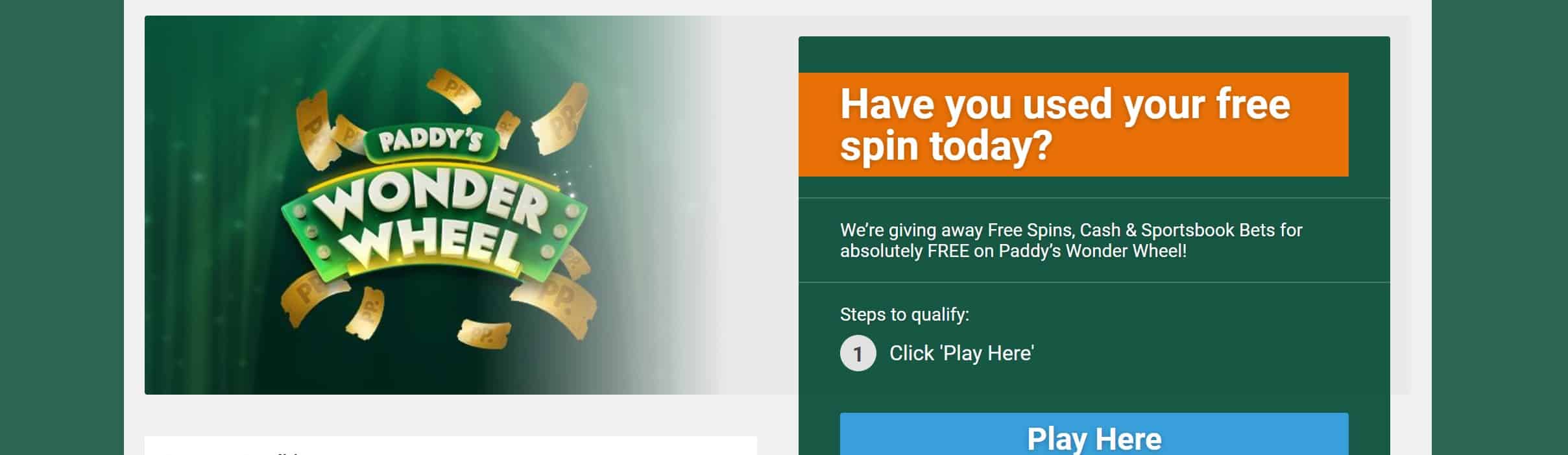 Wonder Wheel Promo at Paddy Power With Daily Spins and Rewards