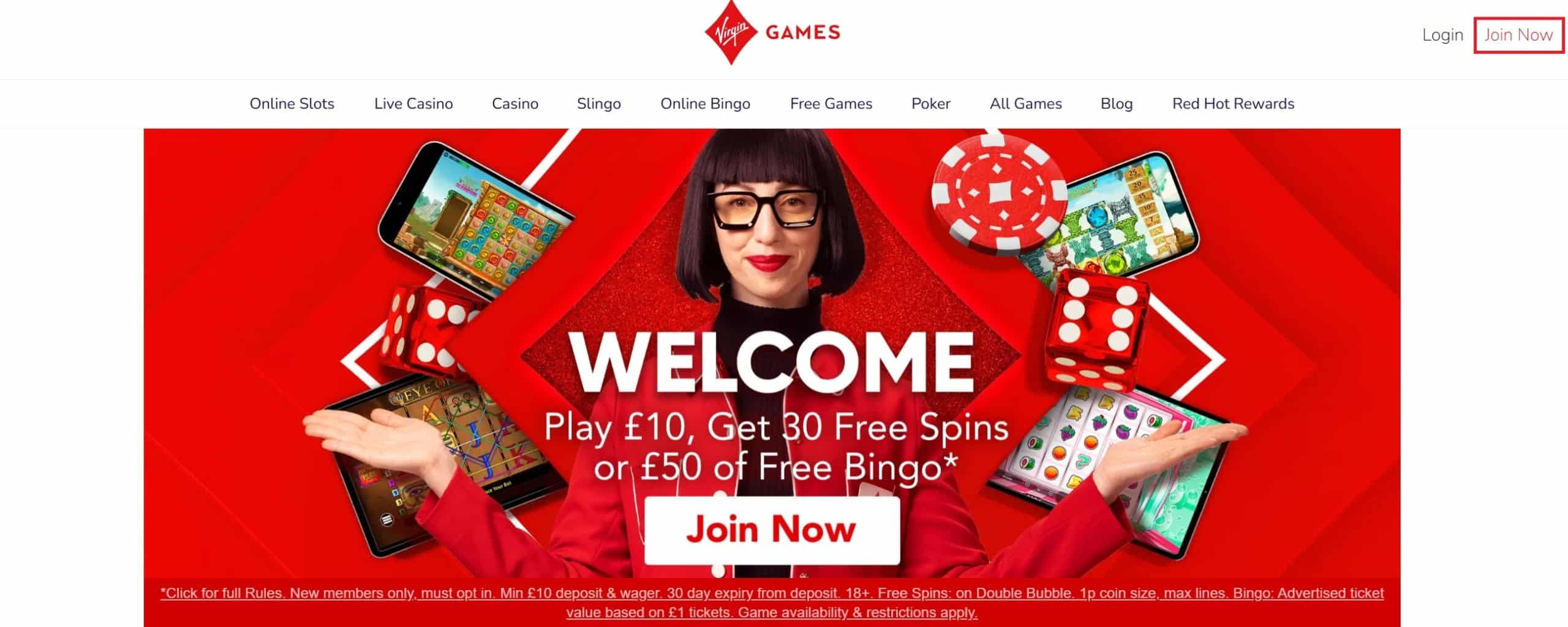 Sign Up Button at Virgin Games Casino