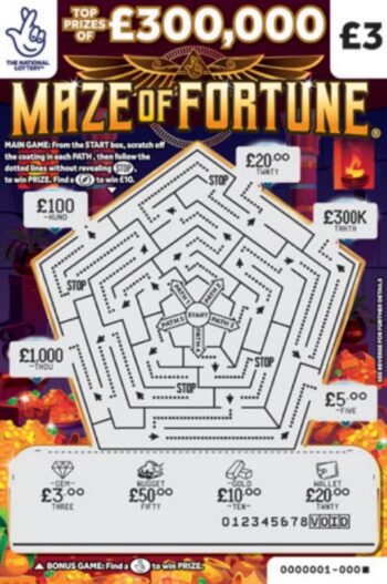 Sample of a cut lottery ticket Maze Of Fortune