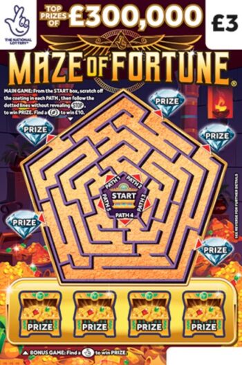 Sample of an uncut lottery ticket Maze Of Fortune