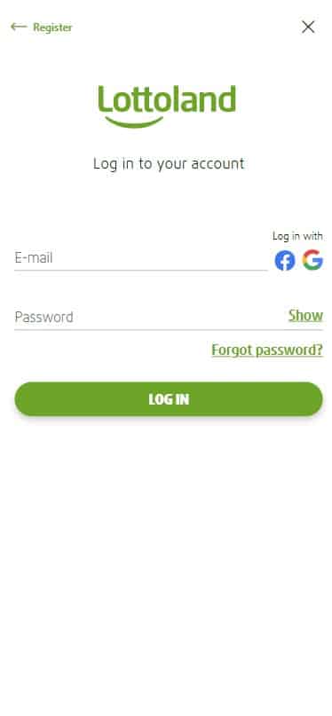 Login details Lottoland