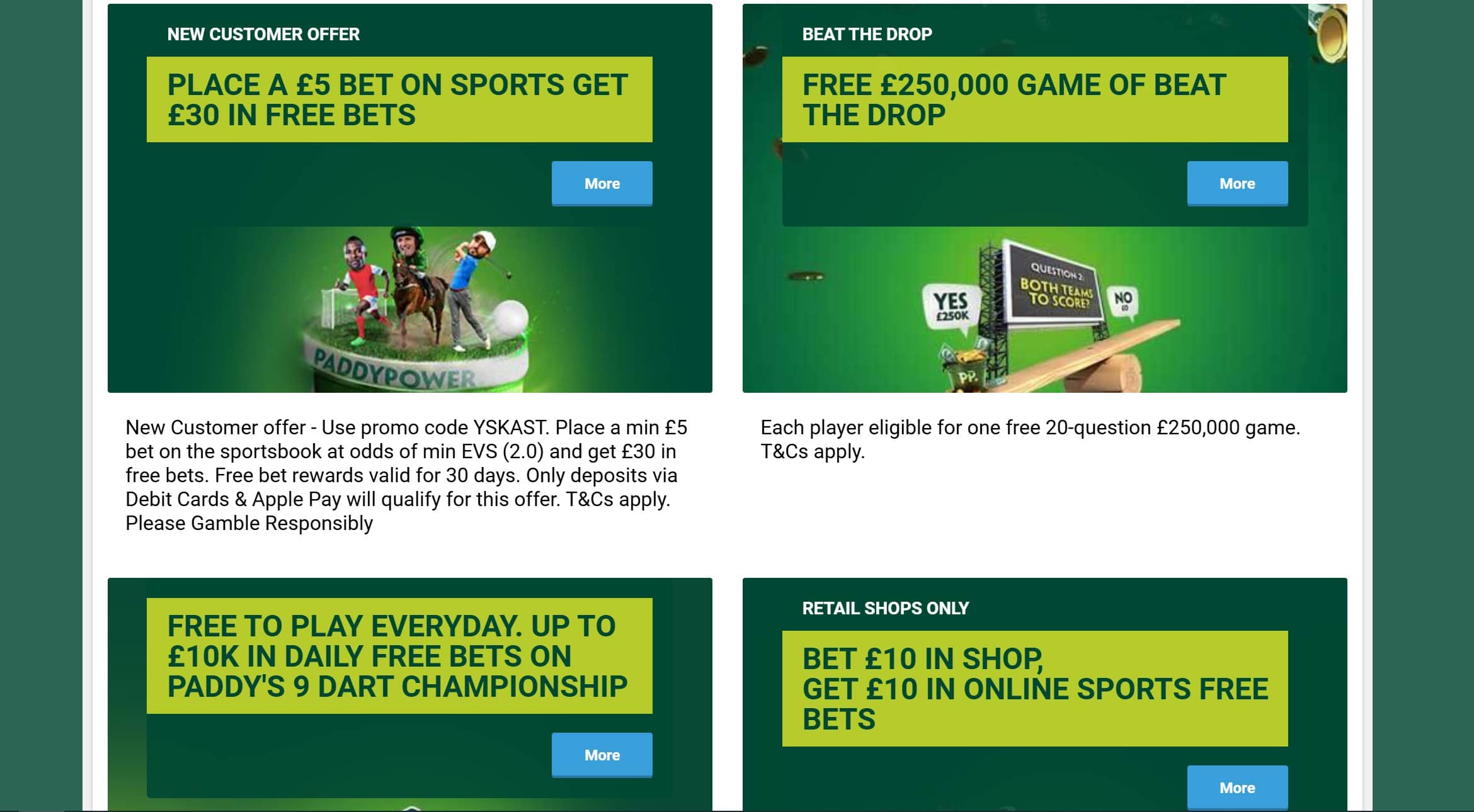 Betting Offers and Bonuses at Paddy Power