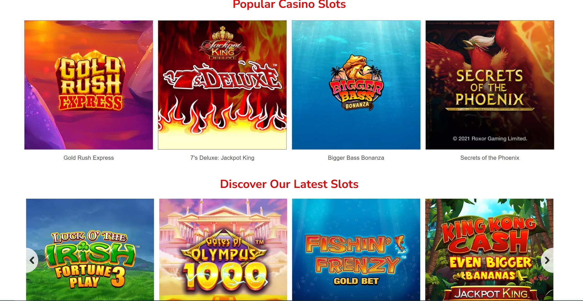 Slot Types At Virgin Games Casino