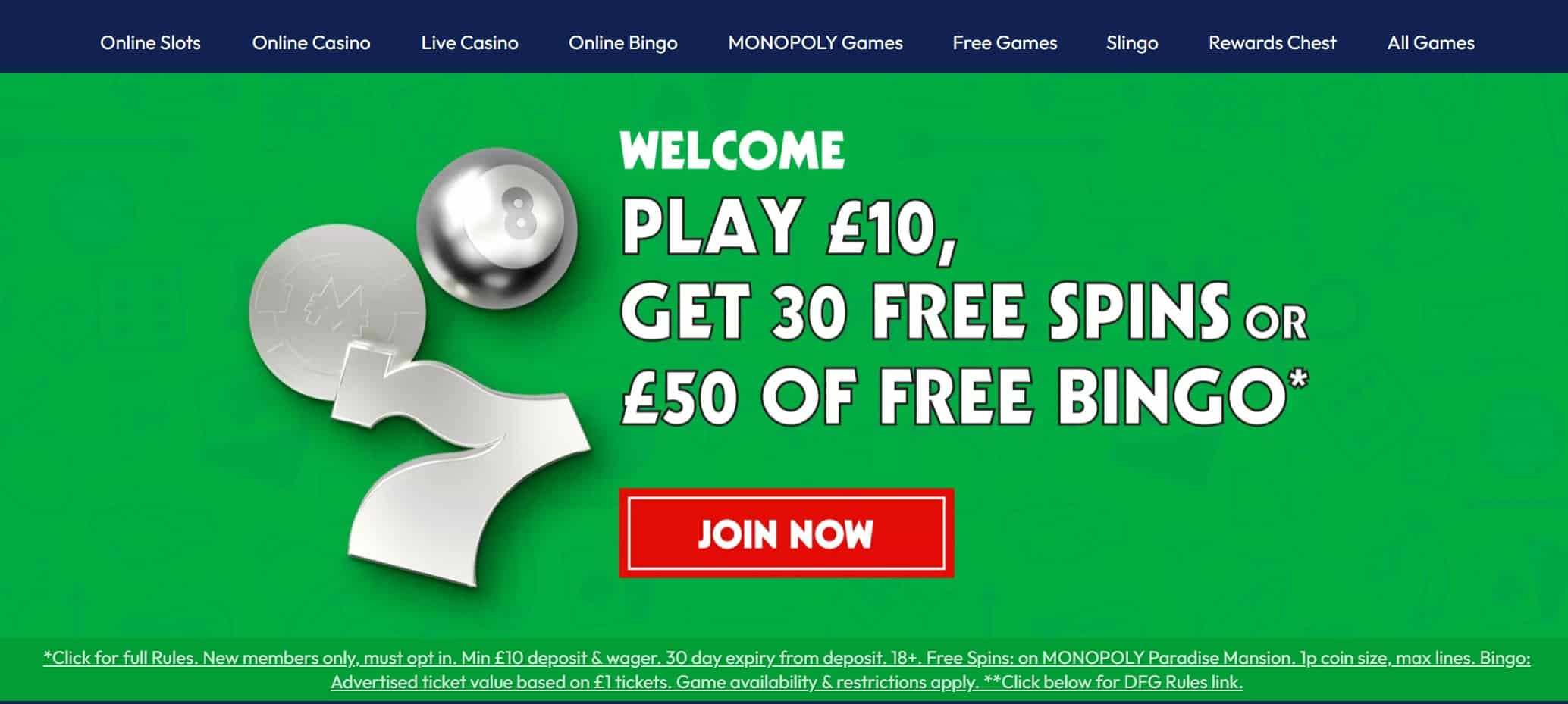 Welcome Offer at Monopoly Casino