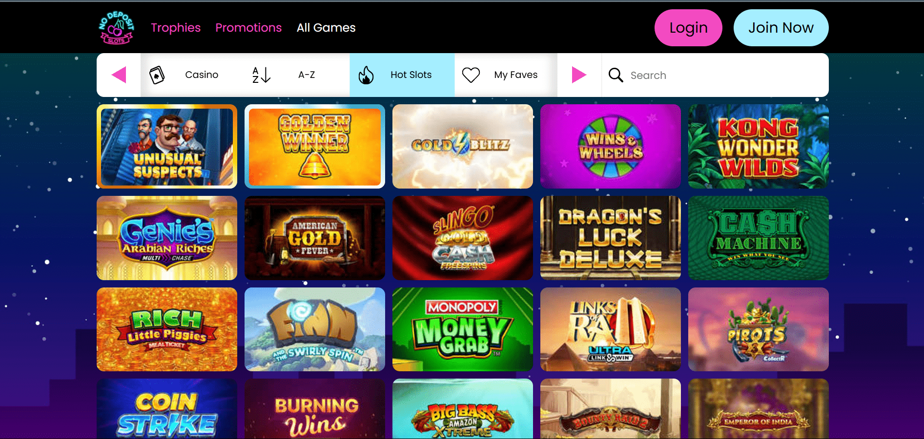 Nodepositslots all games