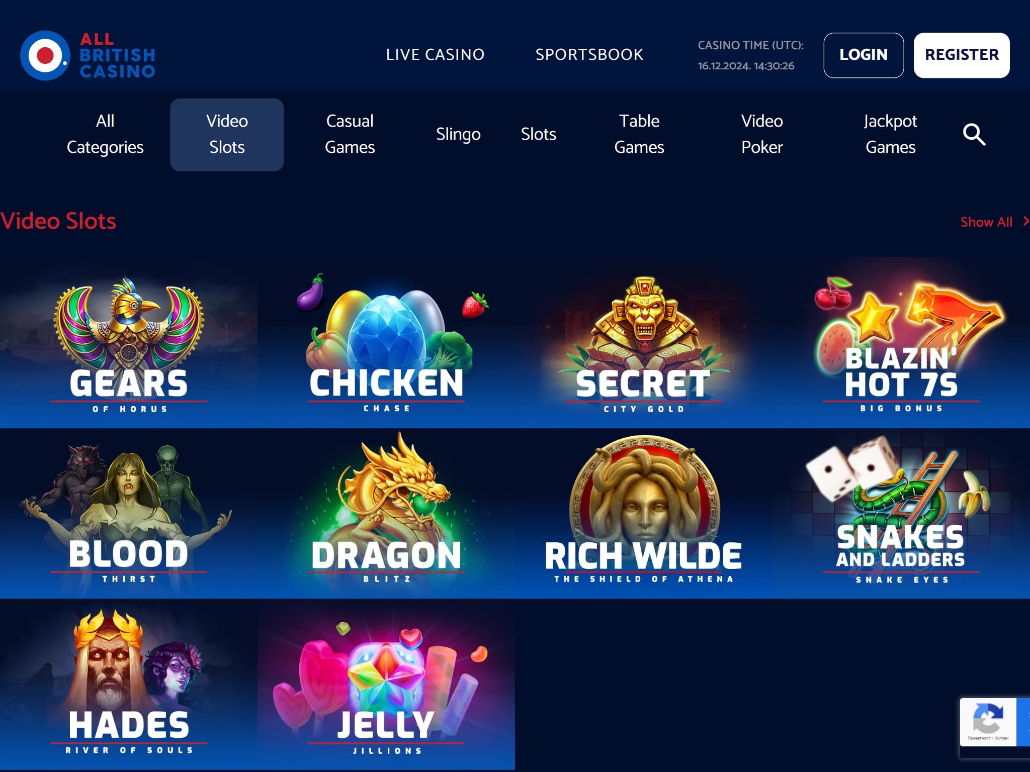 All British Casino Video Slots