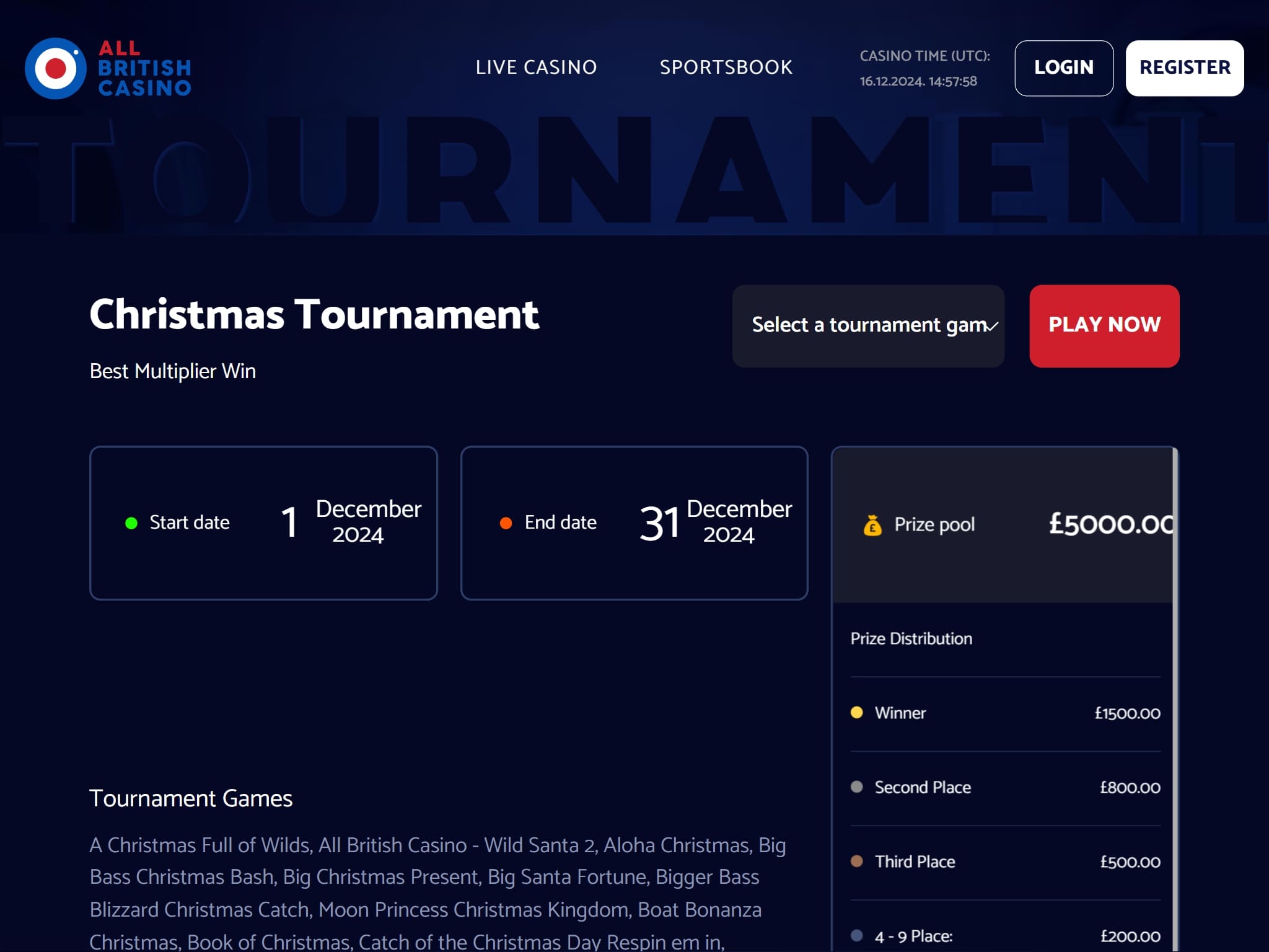 All British Casino Christmas Tournament