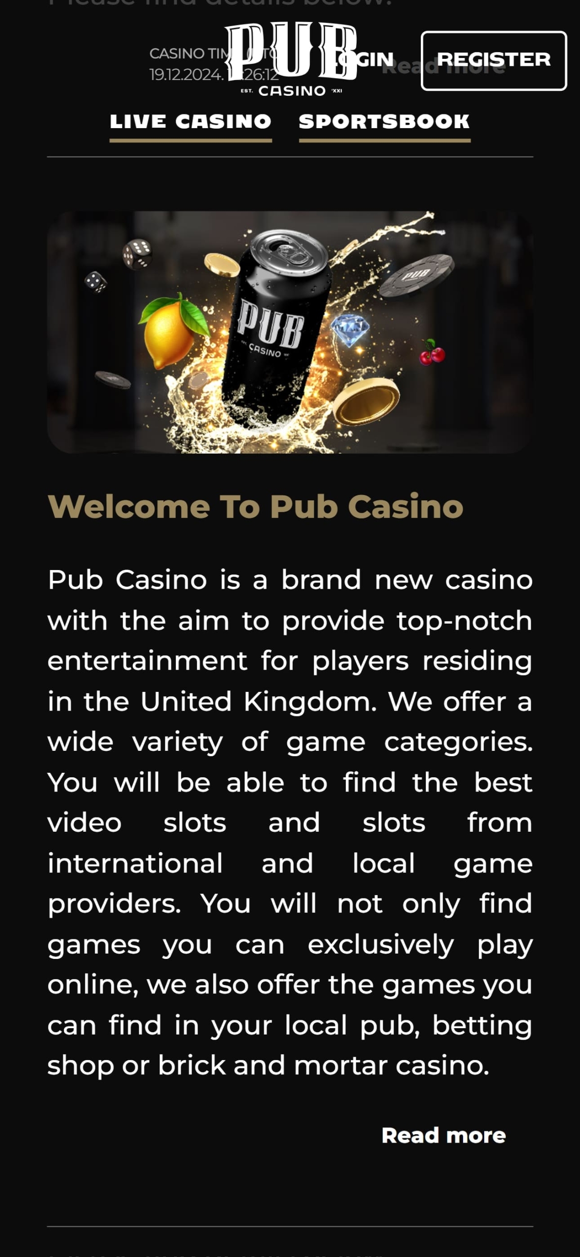 Pub Casino First Deposit Bonus