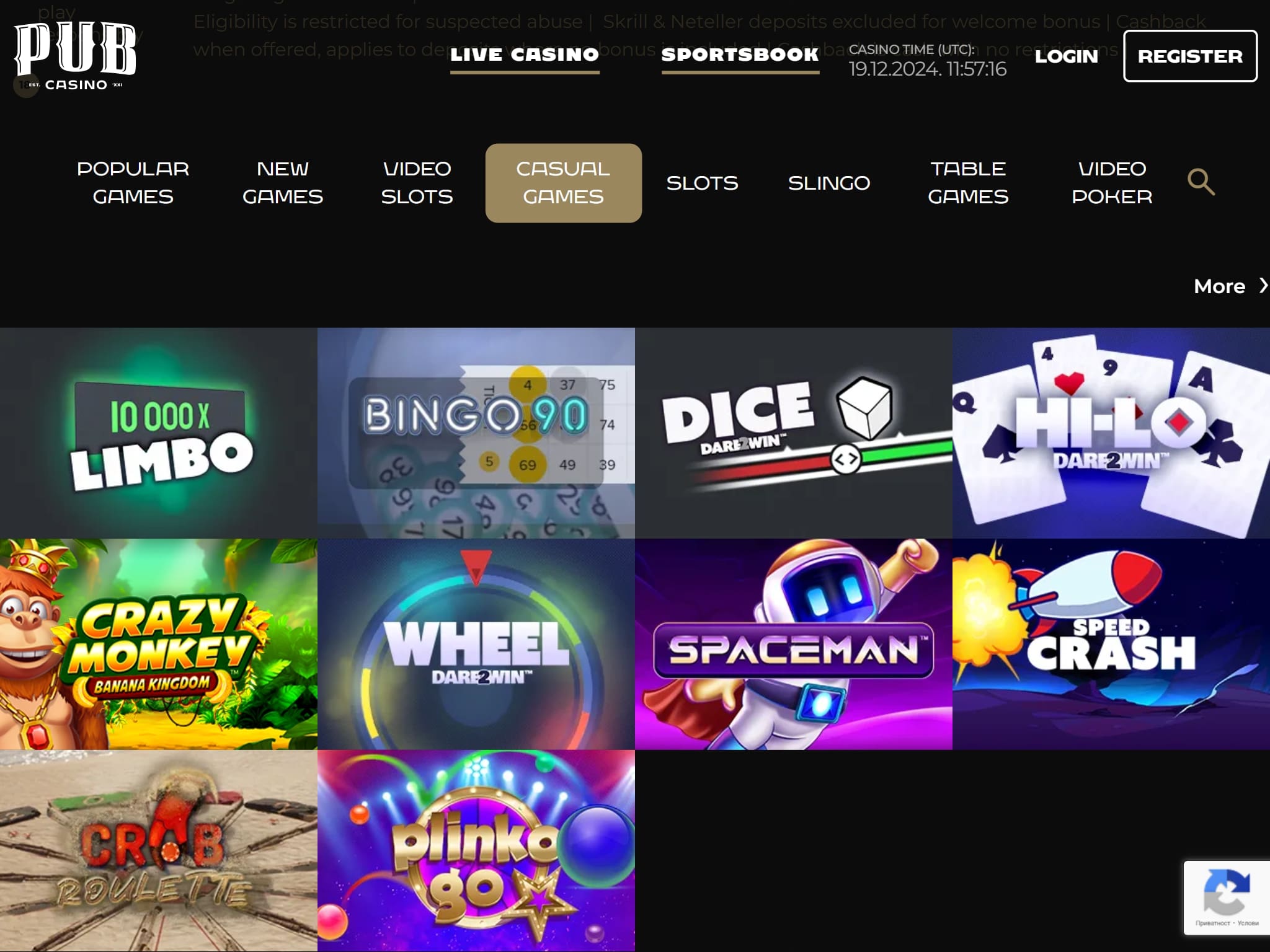 Pub Casino Games