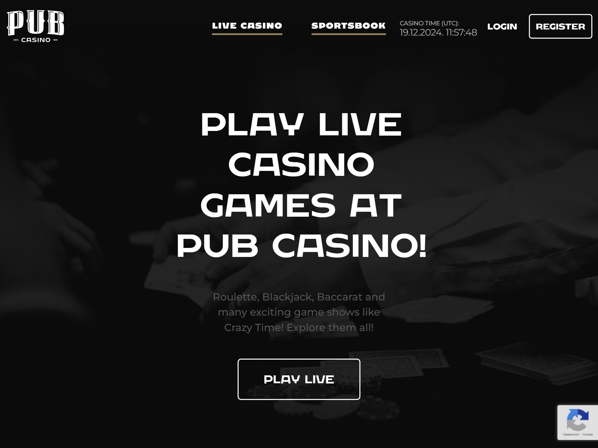 Pub Casino Live Dealer Games