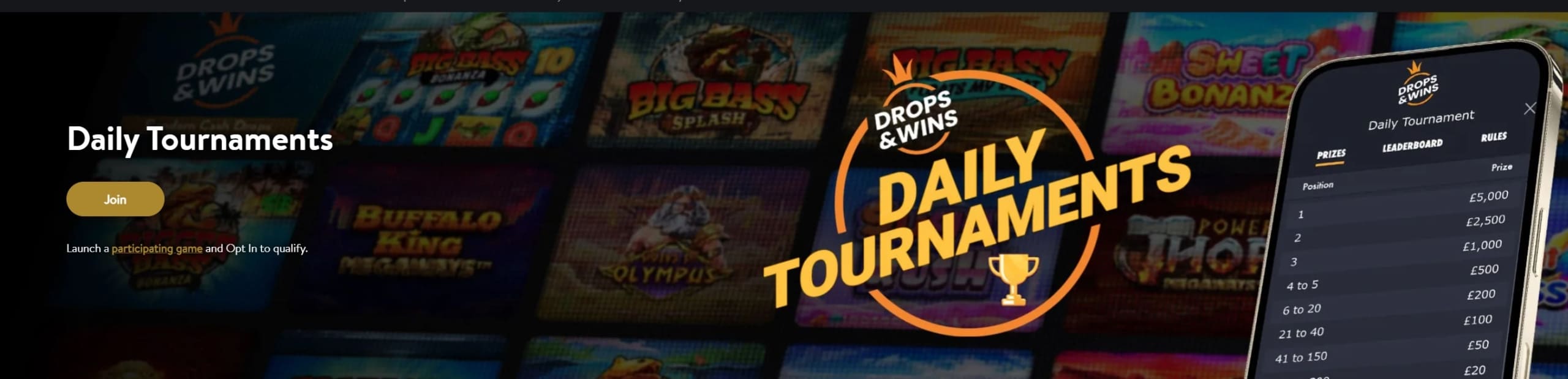 Weekly Drops & Wins Tournament with Daily Prize Drops of up to £5,000 at Hippodrome Casino