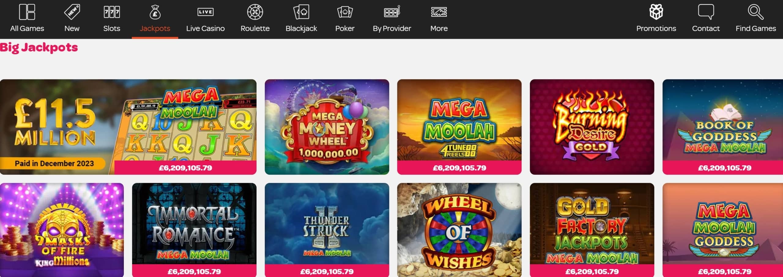 Jackpot Slots at Spin Casino