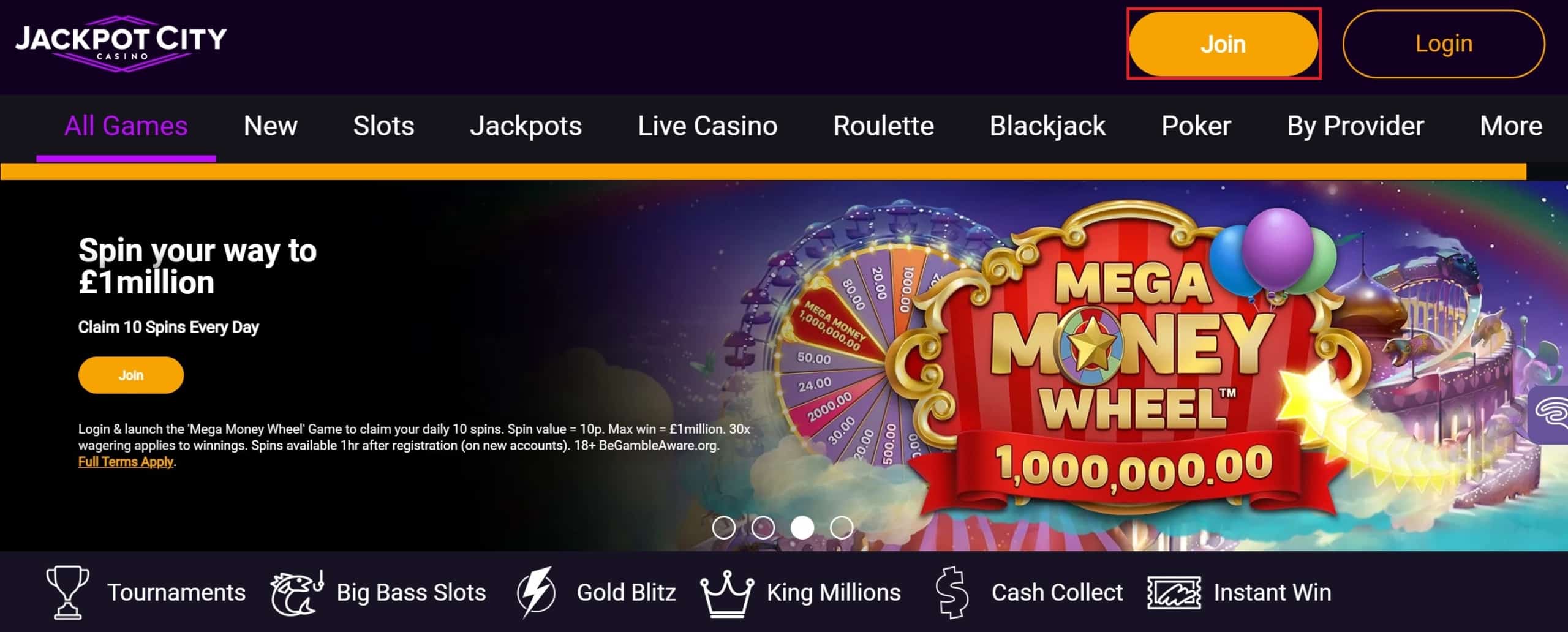 JackpotCity Casino Sign Up Button