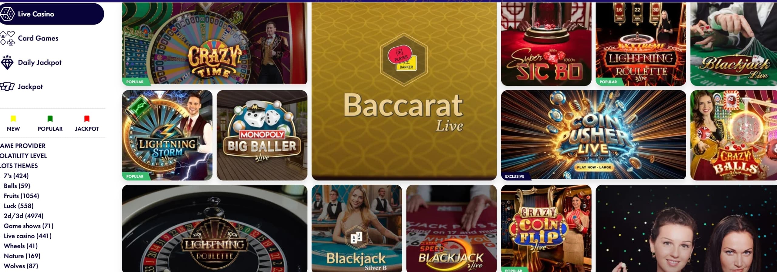 Jackpot Star Casino Live Dealer Lobby