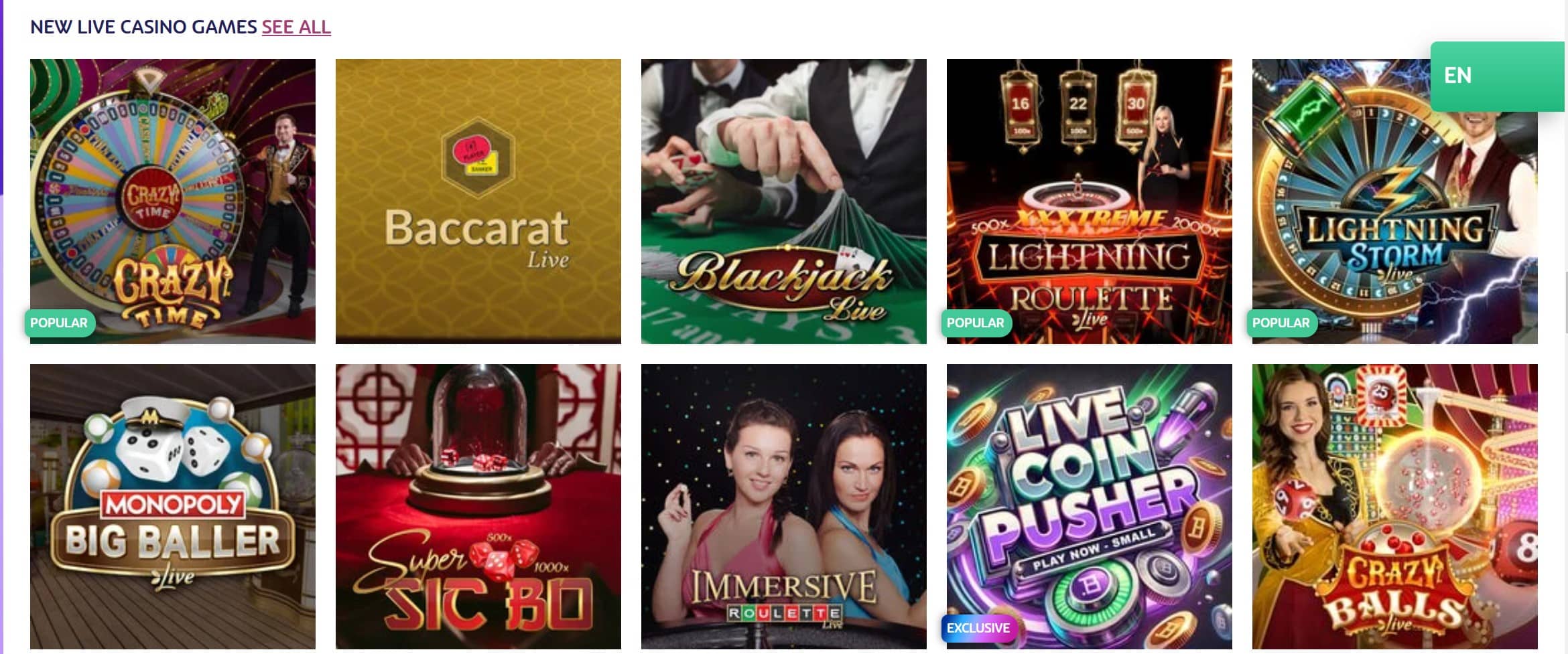 PlayOJO Live Dealer Games Including Blakcjack, Roulette, Baccarat, and Poker