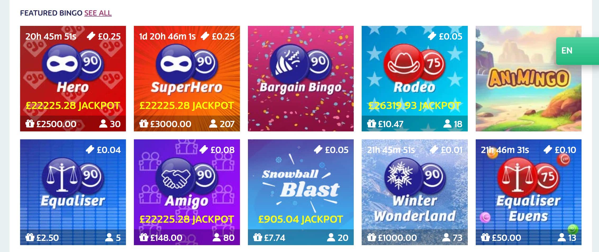 Bingo Tables at PlayOJO From 10p Tables to Jackpot Bingo