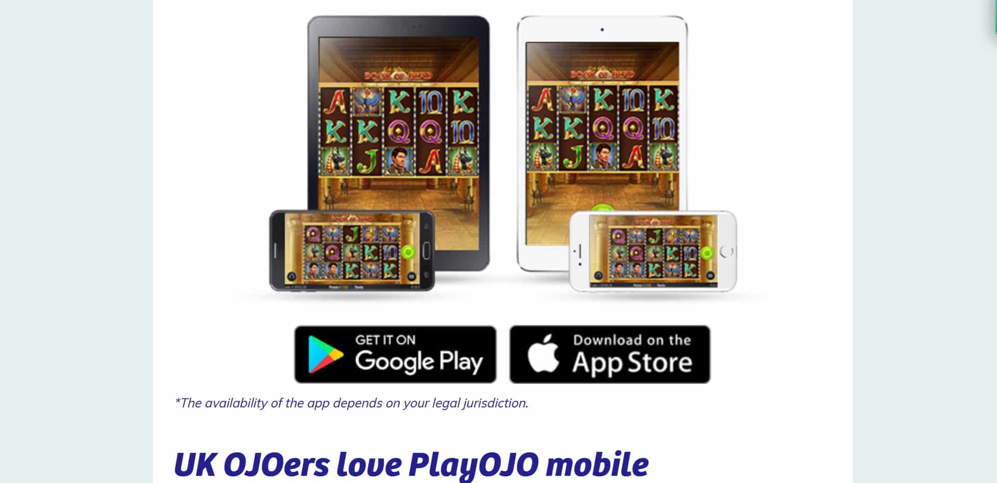 PlayOJO Mobile App Download Buttons