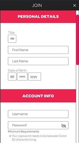 Personal Details for Verification on the Mobile Spin Casino Version